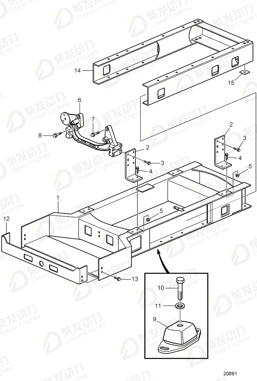 VOLVO Engine bracket 3827307 Drawing VOLVO Engine bracket 3827307 Drawing